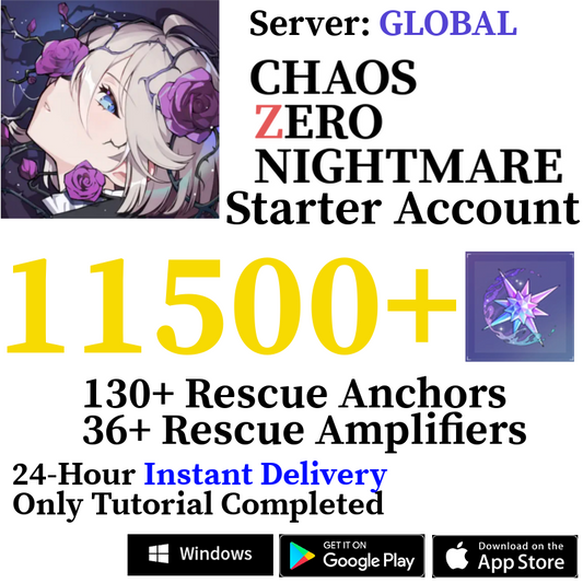 [GLOBAL] INSTANT 1400-11500+ Crystals | Chaos Zero Nightmare CZN Starter Reroll Account