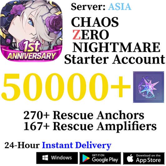 [ASIA] INSTANT 5000-50000+ Crystals | Chaos Zero Nightmare CZN Starter Reroll Account