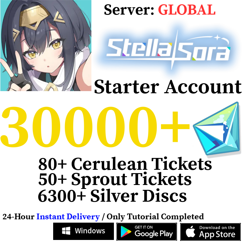 [GLOBAL] INSTANT 30000+ Gems, 130+ Tickets | Stella Sora Starter Reroll Account