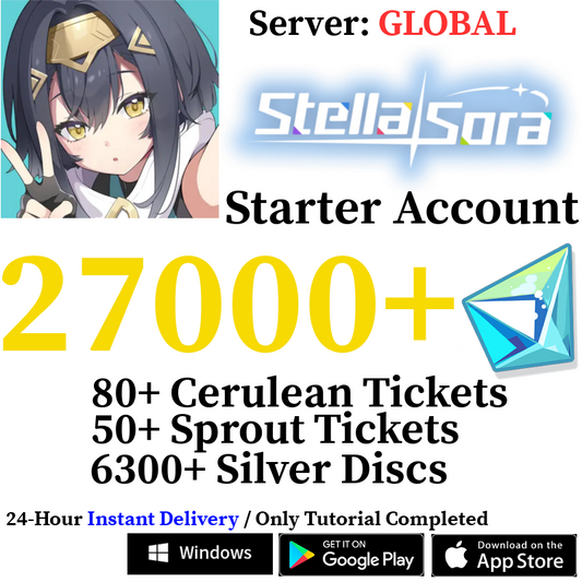 [GLOBAL] INSTANT 27000+ Gems, 130+ Tickets | Stella Sora Starter Reroll Account