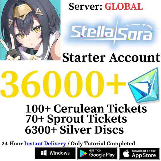 [GLOBAL] INSTANT 36000+ Gems, 130+ Tickets | Stella Sora Starter Reroll Account