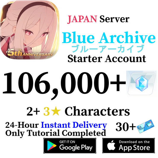 [JP] [INSTANT] 106000+ Gems, 2+ 3* | Blue Archive Starter Account