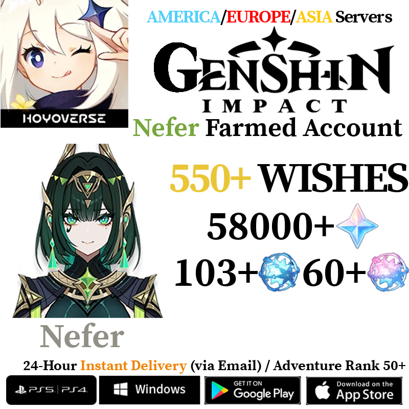 [AMERICA/EUROPE/ASIA] [INSTANT] Nefer Genshin Impact Primogems Fates Reroll Account