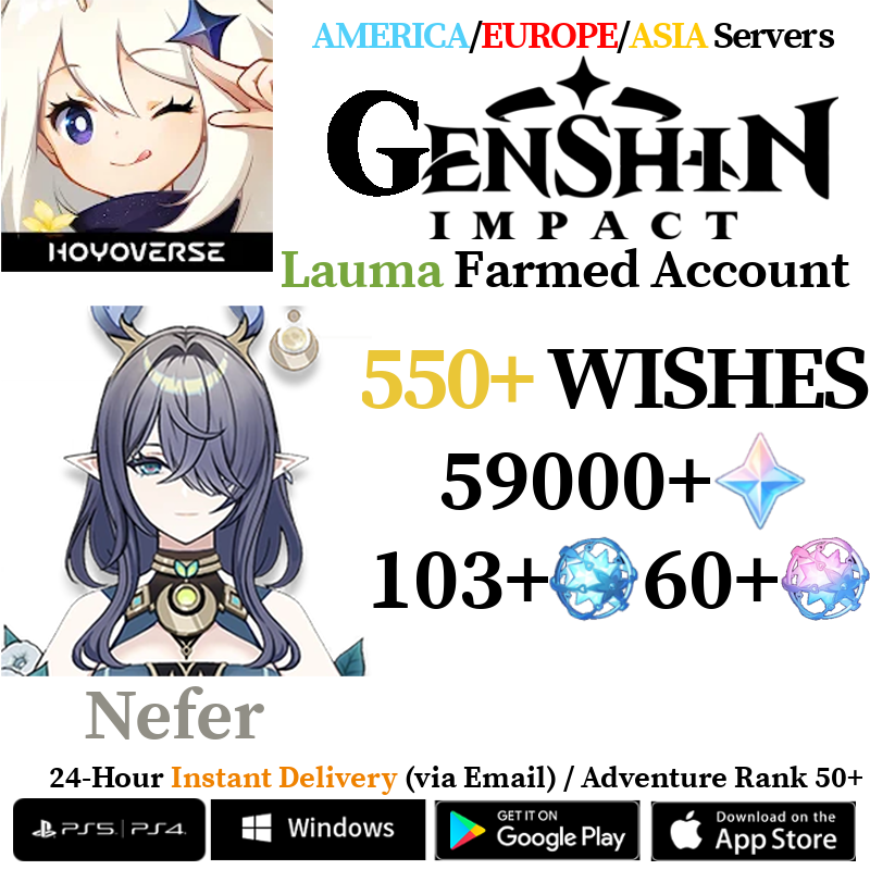 [AMERICA/EUROPE/ASIA] [INSTANT] Lauma Genshin Impact Primogems Fates Reroll Account