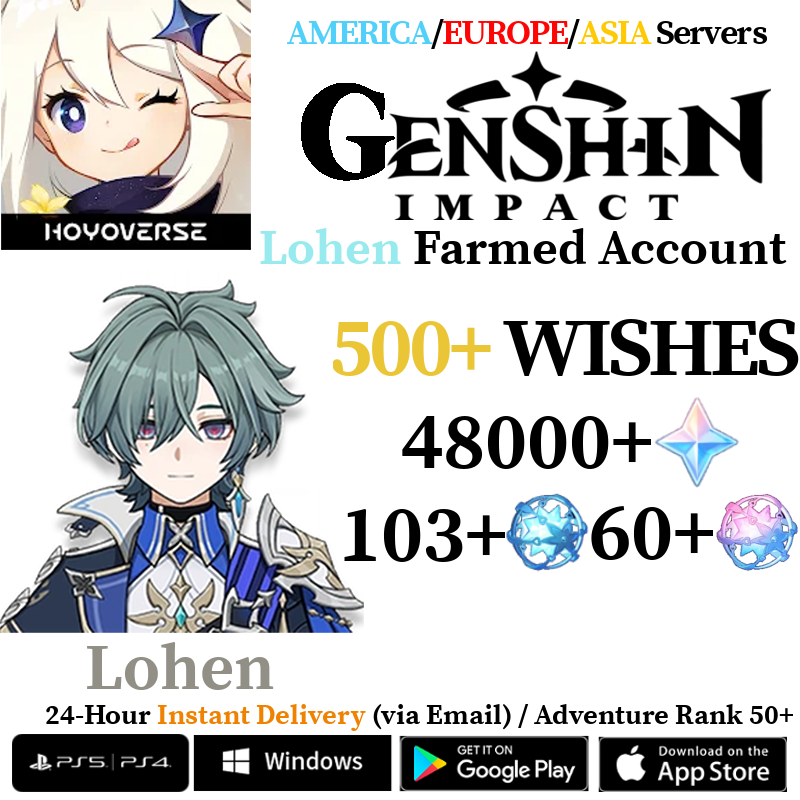 [AMERICA/EUROPE/ASIA] [INSTANT] Lohen Genshin Impact Primogems Fates Reroll Account