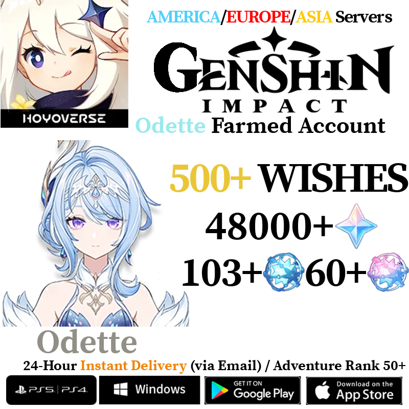[AMERICA/EUROPE/ASIA] [INSTANT] Odette Genshin Impact Primogems Fates Reroll Account