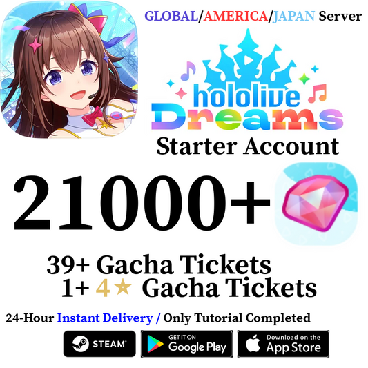 [GLOBAL/JP/AMERICA] INSTANT 21000+ Gems |  hololive Dreams Holodori Reroll Account