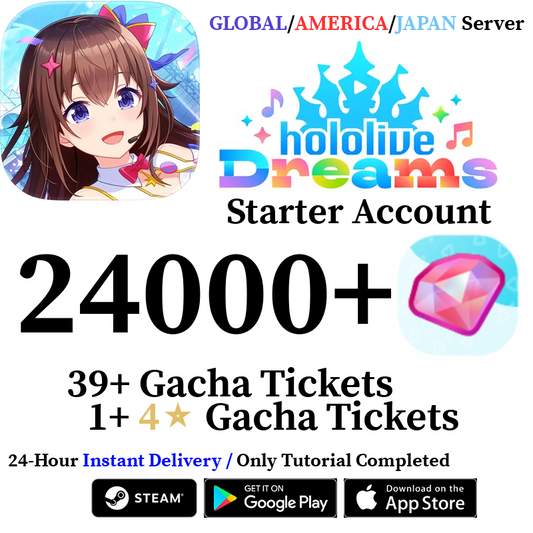 [GLOBAL/JP/AMERICA] INSTANT 11000-24000+ Gems |  hololive Dreams Holodori Reroll Account