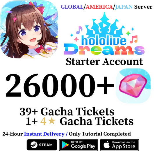 [GLOBAL/JP/AMERICA] INSTANT 11000-24000+ Gems |  hololive Dreams Holodori Reroll Account