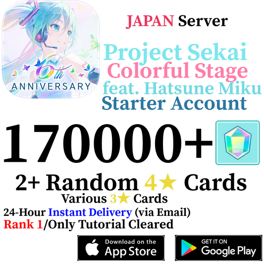 [JP] [INSTANT] (BUY 2 GET 3) 170000+ Gems Project Sekai Colorful Stage ft. Hatsune Miku PJSekai Starter Reroll Account