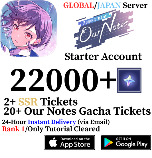 [GLOBAL/JP] INSTANT 8100-22000+ Gems | Bandori BanG Dream! Our Notes Reroll Account