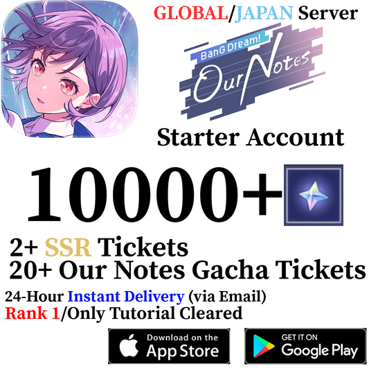 [GLOBAL/JP] INSTANT 4100-10000+ Gems | Bandori BanG Dream! Our Notes Reroll Account