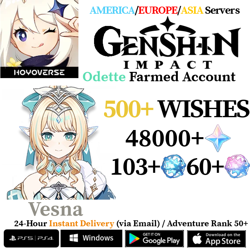 [AMERICA/EUROPE/ASIA] [INSTANT] Vesna Genshin Impact Primogems Fates Reroll Account