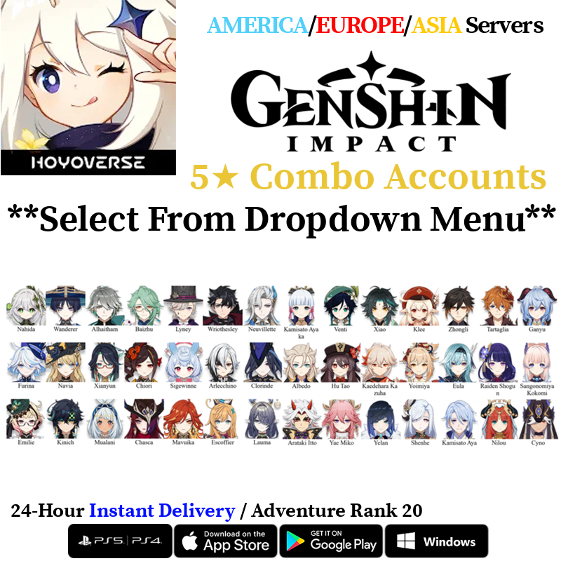 [AMERICA/EUROPE/ASIA] Flins Lauma Mavuika Citlali Mizuki Chasca Mualani + More | Genshin Starter Account