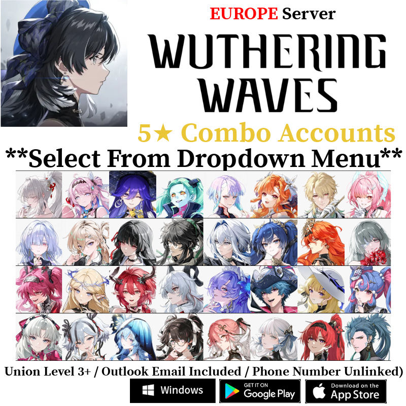 [EUROPE/EU] Hiyuki Lynae Aemeath Chisa Galbrena Iuno Augusta Phrolova Cartethyia Ciaccona Starter Account Wuthering Waves Starter Account