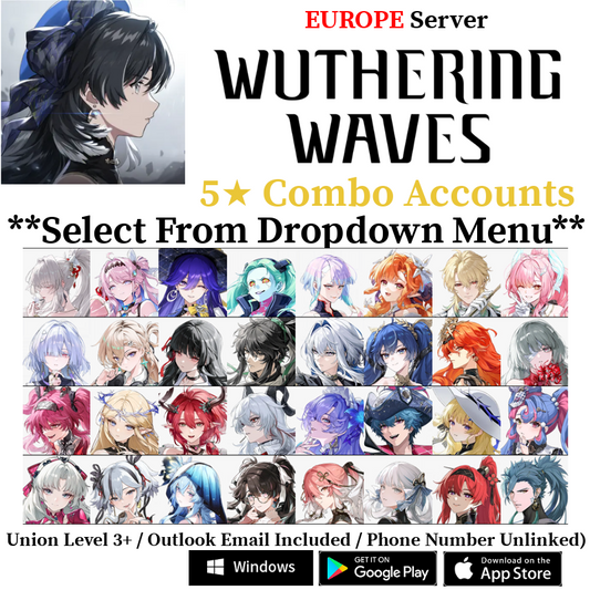 [EUROPE/EU] Hiyuki Lynae Aemeath Chisa Galbrena Iuno Augusta Phrolova Cartethyia Ciaccona Starter Account Wuthering Waves Starter Account