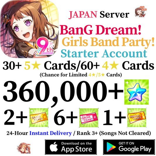 [JP] [INSTANT] 360000+ Star BanG Dream Girls Band Party Bandori Starter Reroll Account