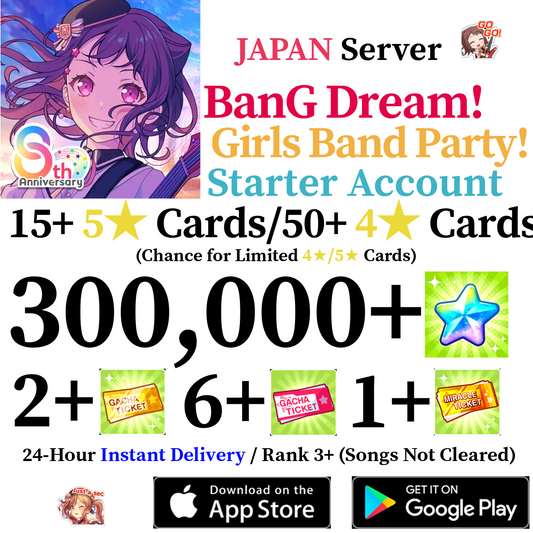 [JP] [INSTANT] 300000+ Star BanG Dream Girls Band Party Bandori Starter Reroll Account