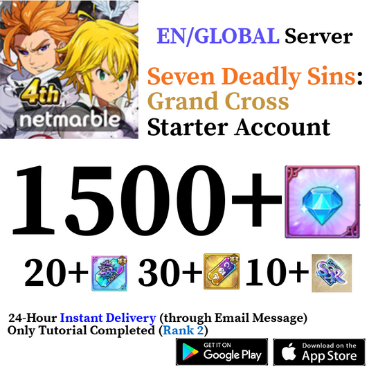 [GLOBAL] [INSTANT] 1100+ Diamonds Seven Deadly Sins 7DS Grand Cross Starter Reroll Account