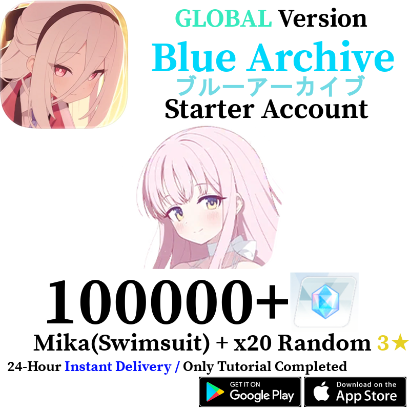 [GLOBAL] Misono Mika (Swimsuit) + 100000+ Gems | Blue Archive Starter Reroll Account