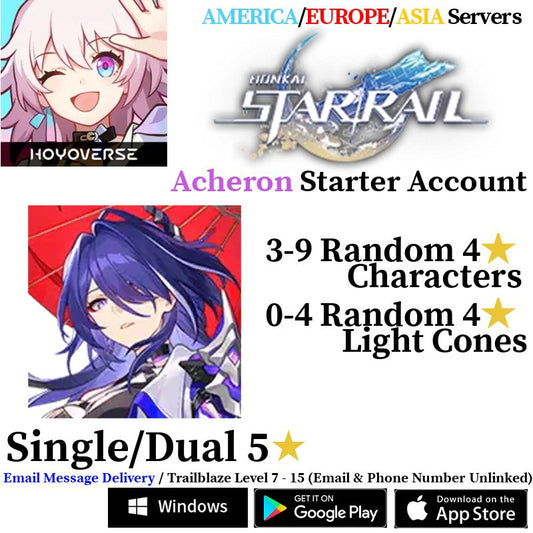 [AMERICA/EUROPE/ASIA] Acheron Honkai: Star Rail Starter Fresh Account - Skye1204 Gaming Shop