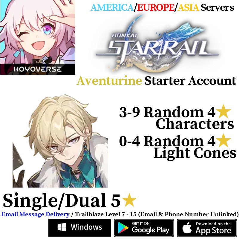 [AMERICA/EUROPE/ASIA] Aventurine Honkai: Star Rail Starter Fresh Account - Skye1204 Gaming Shop