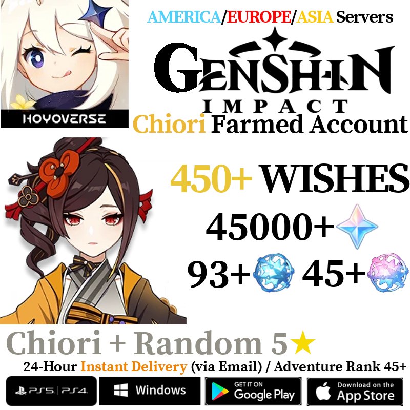 [AMERICA/EUROPE/ASIA] [INSTANT] Chiori Genshin Impact Primogems Fates Reroll Account - Skye1204 Gaming Shop