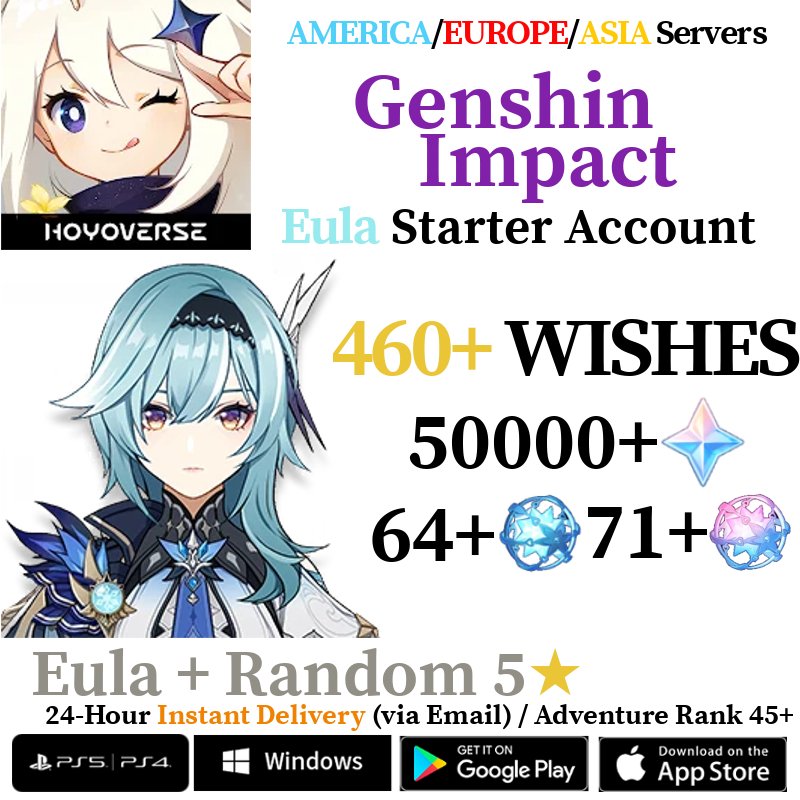 [AMERICA/EUROPE/ASIA] [INSTANT] Eula Genshin Impact Primogems Fates Reroll Account - Skye1204 Gaming Shop