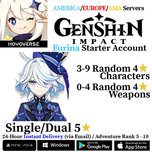 [AMERICA/EUROPE/ASIA] [INSTANT] Furina Genshin Impact Fresh Starter Account AR10 - Skye1204 Gaming Shop