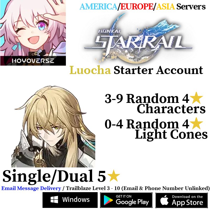[AMERICA/EUROPE/ASIA] [INSTANT] Luocha Honkai: Star Rail Starter Fresh Account - Skye1204 Gaming Shop