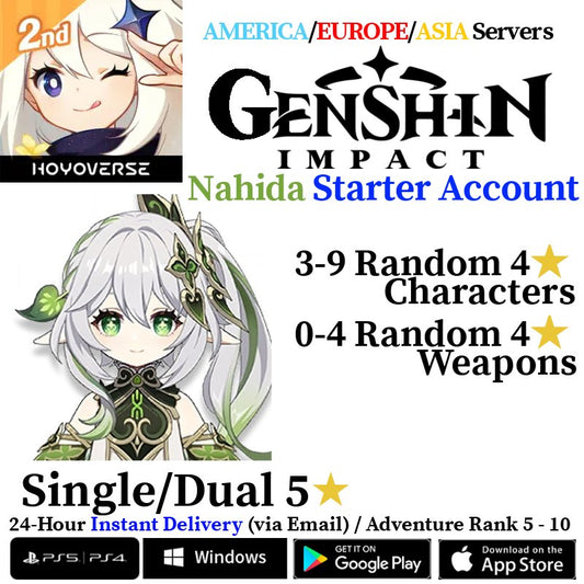 [AMERICA/EUROPE/ASIA] [INSTANT] Nahida Genshin Impact Fresh Starter Account AR10 - Skye1204 Gaming Shop
