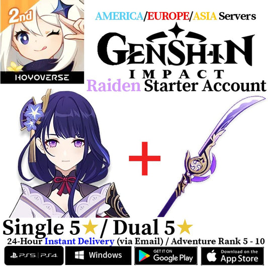 [AMERICA/EUROPE/ASIA] [INSTANT] Raiden + Engulfing Lightning Genshin Impact Fresh Starter Account AR10 - Skye1204 Gaming Shop