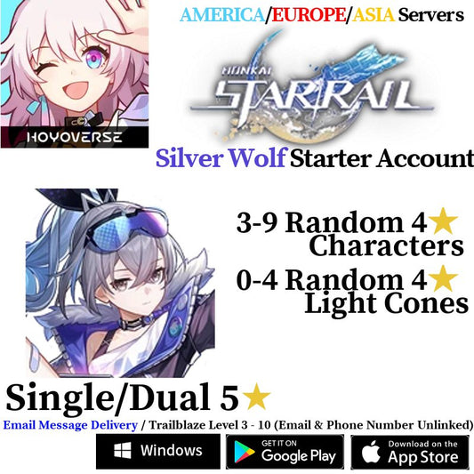 [AMERICA/EUROPE/ASIA] [INSTANT] Silver Wolf Honkai: Star Rail Starter Fresh Account - Skye1204 Gaming Shop