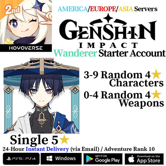 [AMERICA/EUROPE/ASIA] [INSTANT] Wanderer/Scaramouche Genshin Impact Fresh Starter Account AR10 - Skye1204 Gaming Shop
