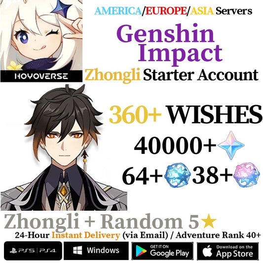 [AMERICA/EUROPE/ASIA] [INSTANT] Zhongli Genshin Impact Primogems Fates Reroll Account - Skye1204 Gaming Shop