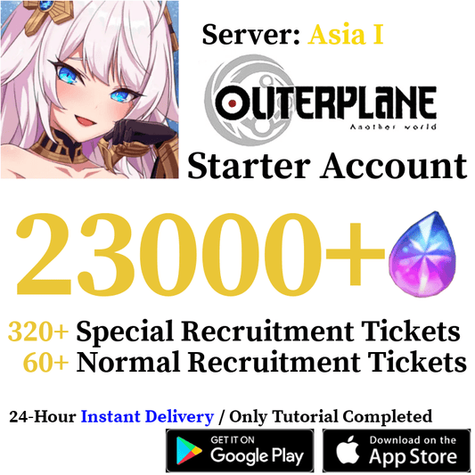 [ASIA I Server] [INSTANT] 18000-23000+ Gems | OUTERPLANE Starter Reroll Account - Skye1204 Gaming Shop