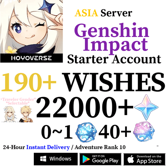 [ASIA] [INSTANT] 22000+ Primogems Fates Genshin Impact Reroll Account AR10 - Skye1204 Gaming Shop