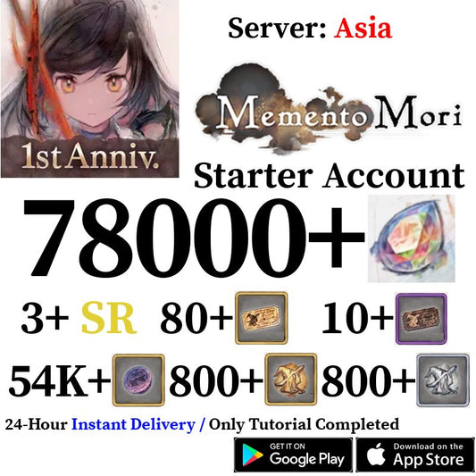 [ASIA] [INSTANT] 78000+ Gems | Memento Mori Starter Reroll Account - Skye1204 Gaming Shop