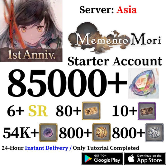 [ASIA] [INSTANT] 85000+ Gems | Memento Mori Starter Reroll Account - Skye1204 Gaming Shop