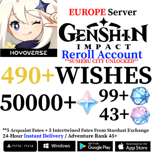 [EUROPE] [INSTANT] 50000+ Primogems Fates Genshin Impact Reroll Account - Skye1204 Gaming Shop