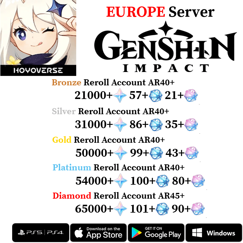 [Europe/EU] [INSTANT] Primogems Fates Genshin Impact Reroll Account - Skye1204 Gaming Shop
