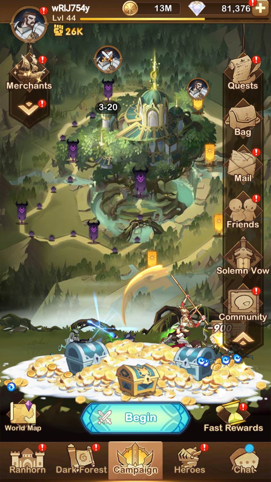 [GLOBAL] 45000 - 80000+ Diamonds AFK Arena Starter Reroll Account - Skye1204 Gaming Shop