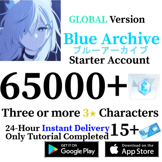 [GLOBAL] 65000+ Gems, 3+ 3* | Blue Archive Starter Reroll Account - Skye1204 Gaming Shop