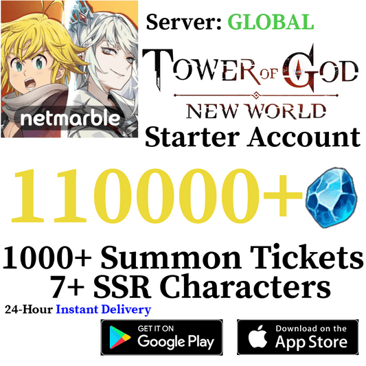 [GLOBAL] [INSTANT] 110000+ Gems | Tower of God New World Starter Reroll Account - Skye1204 Gaming Shop