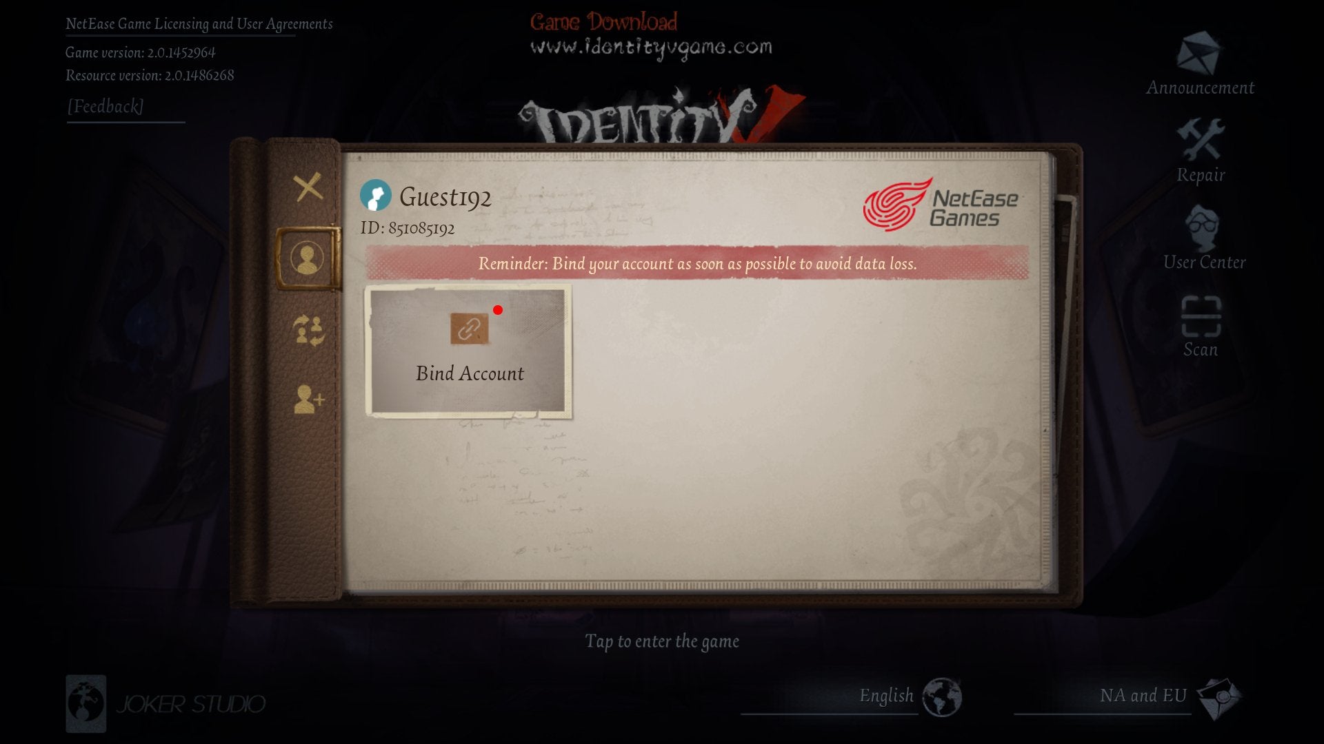 [GLOBAL] [INSTANT] 18000-20000+ Clues Identity V Starter Fresh Account (Android/iOS) - Skye1204 Gaming Shop