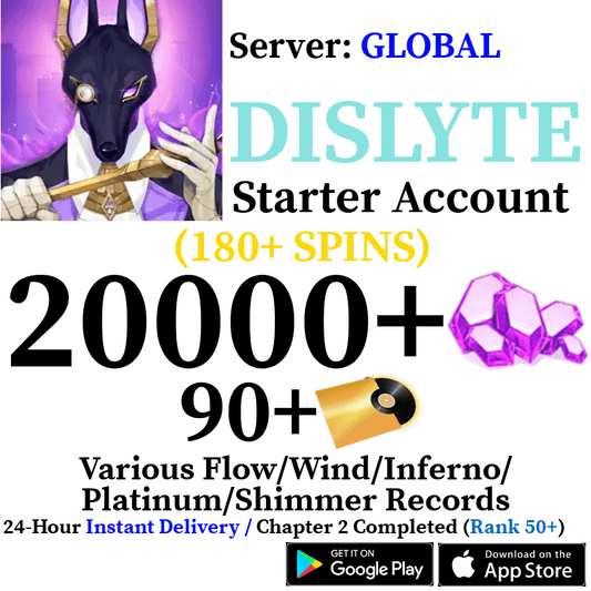[GLOBAL] [INSTANT] 190+ SPINS (20000+ Crystals 90+ Gold Records) | Dislyte Starter Reroll Account - Skye1204 Gaming Shop