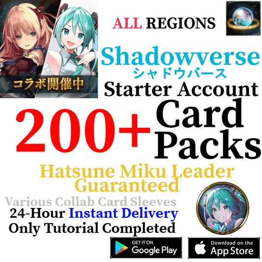 [GLOBAL] [INSTANT] 200+ Card Packs + Hatsune Miku Leader | Shadowverse CCG Starter Reroll Account - Skye1204 Gaming Shop