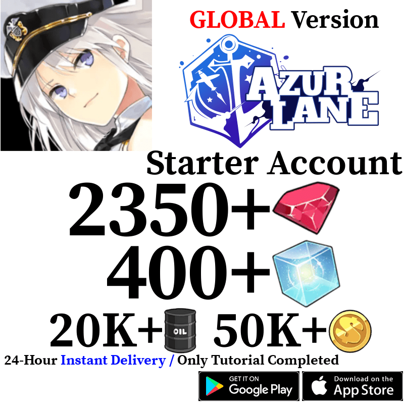 [GLOBAL] [INSTANT] 2350+ Gems 400+ Wisdom Cubes Azur Lane Starter Reroll Account - Skye1204 Gaming Shop