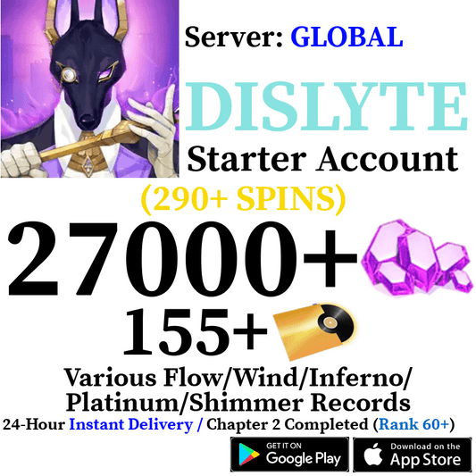 [GLOBAL] [INSTANT] 290+ SPINS (27000+ Crystals 155+ Gold Records) | Dislyte Starter Reroll Account - Skye1204 Gaming Shop