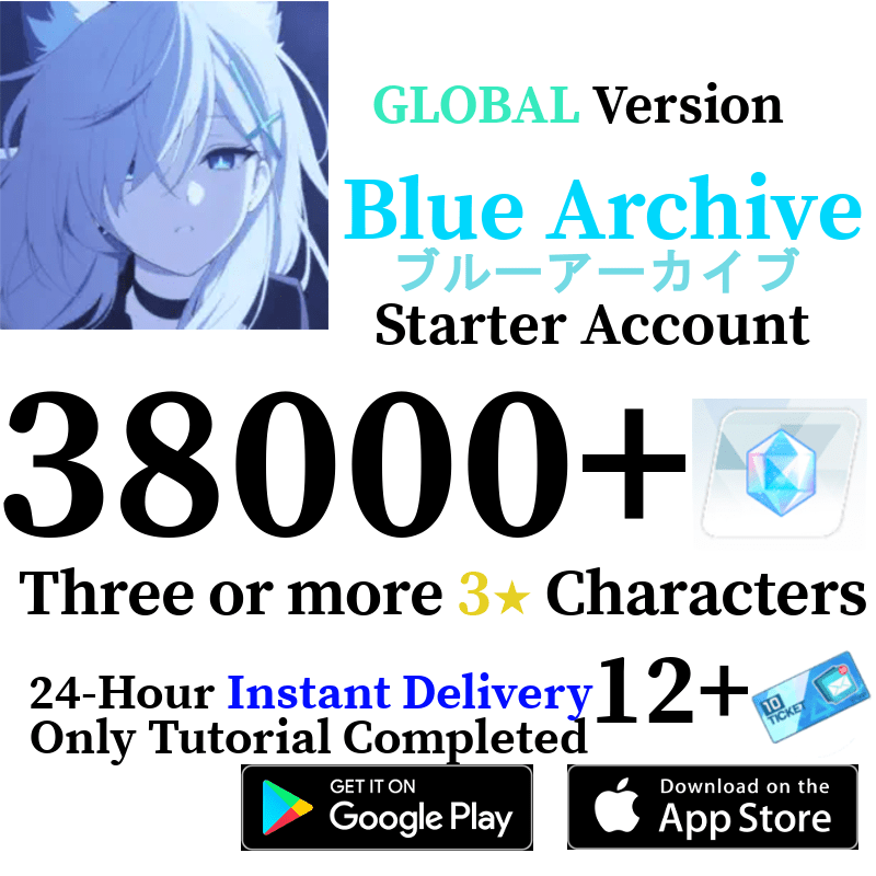 [GLOBAL] [INSTANT] 38000+ Gems, 5+ 3* | Blue Archive Starter Reroll Account - Skye1204 Gaming Shop